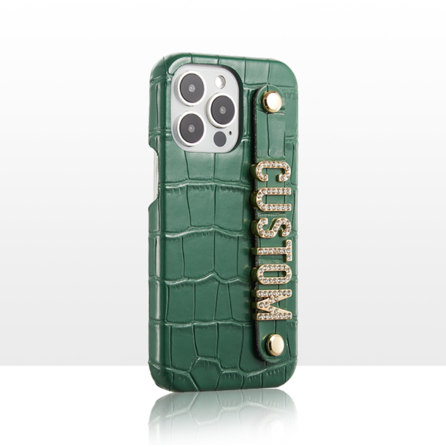 CUSTOM CROC LEATHER IPHONE CASE GREEN