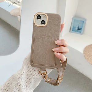 CUSTOM WRIST STRAP IPHONE CASE - VANILLA LATTE