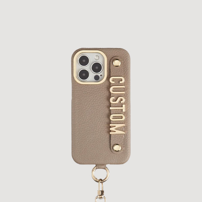 CUSTOM SHOULDER STRAP IPHONE CASE - VANILLA LATTE