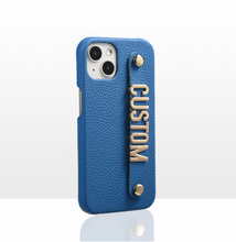 Load image into Gallery viewer, CUSTOM REAL LEATHER IPHONE CASE- BUBBLEGUM BLUE