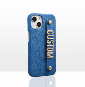 CUSTOM COWHIDE LEATHER IPHONE CASE- BUBBLEGUM BLUE