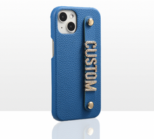 Load image into Gallery viewer, CUSTOM REAL LEATHER IPHONE CASE- BUBBLEGUM BLUE