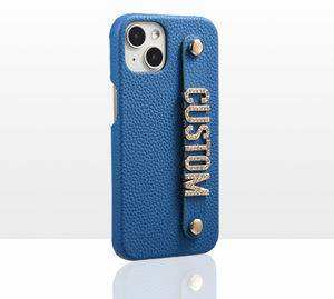 CUSTOM COWHIDE LEATHER IPHONE CASE- BUBBLEGUM BLUE