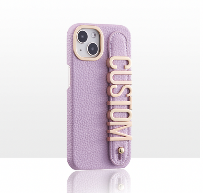 CUSTOM LARGE LEATHER IPHONE CASE- PERIWINKLE