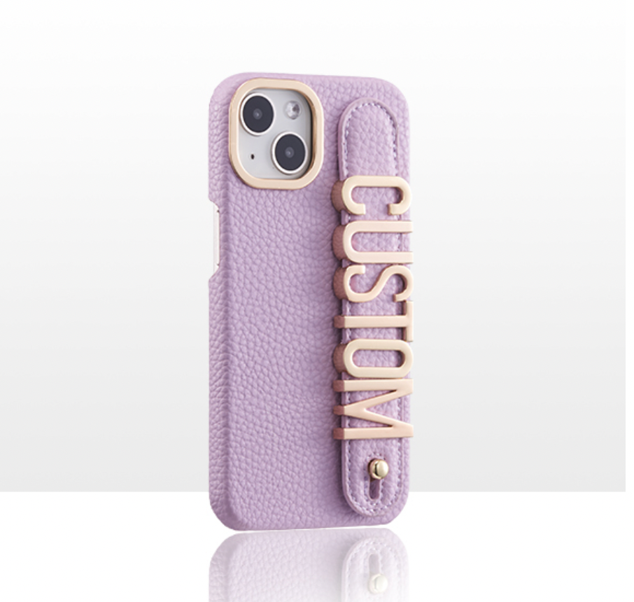 CUSTOM LARGE LEATHER IPHONE CASE- PERIWINKLE