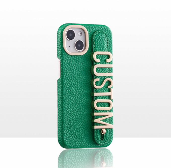 CUSTOM LARGE LEATHER IPHONE CASE- BOTTEGA GREEN