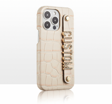 Load image into Gallery viewer, CUSTOM CROC LEATHER IPHONE CASE-OFF WHITE