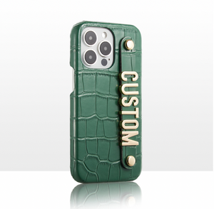 CUSTOM CROC LEATHER IPHONE CASE- GREEN