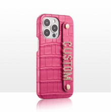Load image into Gallery viewer, CUSTOM CROC LEATHER IPHONE CASE- CHERRY PINK