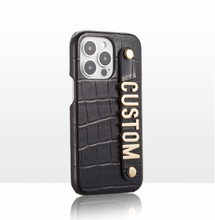 Load image into Gallery viewer, CUSTOM CROC LEATHER IPHONE CASE- BLACK