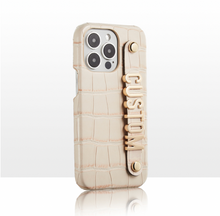 Load image into Gallery viewer, CUSTOM CROC LEATHER IPHONE CASE-OFF WHITE