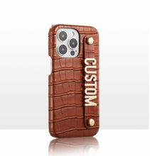 Load image into Gallery viewer, CUSTOM CROC LEATHER IPHONE CASE- BROWN