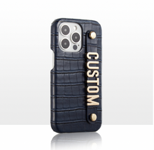 Load image into Gallery viewer, CUSTOM CROC LEATHER IPHONE CASE- NAVY