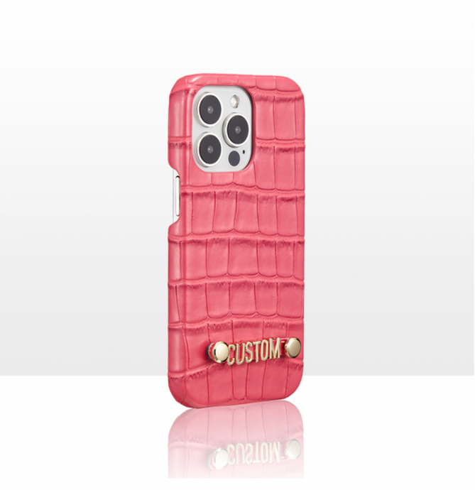 MINI CUSTOM CROC LEATHER IPHONE CASE- CHERRY PINK