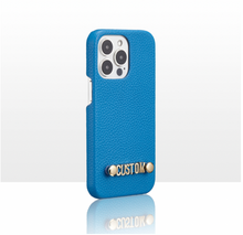 Load image into Gallery viewer, MINI CUSTOM REAL LEATHER IPHONE CASE- BUBBLEGUM BLUE