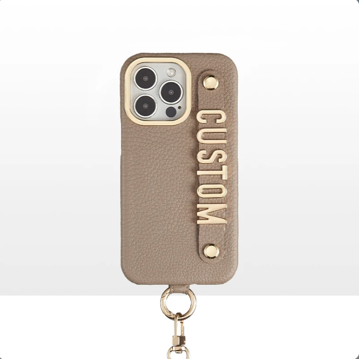 CUSTOM SHOULDER STRAP IPHONE CASE - VANILLA LATTE